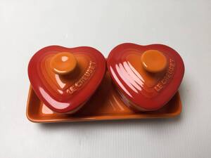 ★LE CREUSET ル クルーゼ★プチ ラムカン ダムール セット 食器 ハート型 かわいい おしゃれ【中古/現状品】