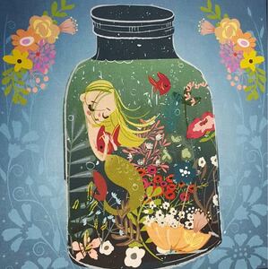 USAコットン*パネル生地*マーメイド & ユニコーン 人魚 ハンドメイド 輸入生地