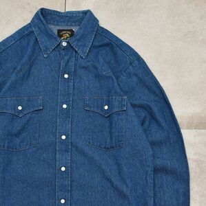 Vintage SADDLE KING denim western shirtヴィンテージ サドルキング デニム ウエスタンシャツ ネイビーブルー系