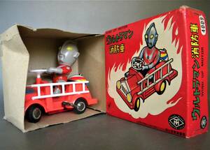 当時物 ★★ULTRAMAN ウルトラマン消防車 !! ゼンマイ作動確認 マスダヤ日本製 TV特撮 まんが怪獣「定形外可」★★未使用 デッドストック品