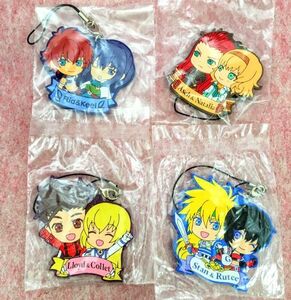  sending 210 jpy ~ rare! Tales series [ character pair Raver strap ]4 kind set game collection Namco series goods valuable 
