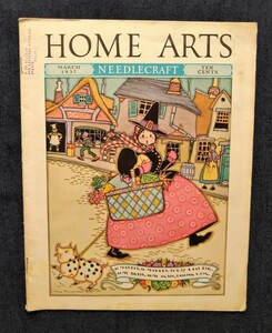1937年 Home Arts Needlecraft Mary Sherwood Wright Jones 買い物 表紙イラスト/アンティーク手芸・ファッション/刺繍/ニードルクラフト