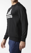 残少 L adidas 上質素材 両サイドポケット スウェット クルー 検 トレーナー 長袖 Tシャツ ジャケット インナー シャツ ブラック 黒_画像4