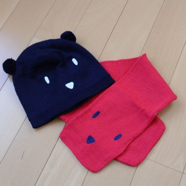 プチバトー 帽子 ニット帽 マフラー くま いぬ アニマル PETIT BATEAU