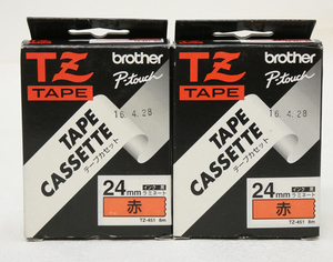 ■brother ブラザー P-touch TZ TAPE テープカセット 赤 24mm 8m TZ-451 2本