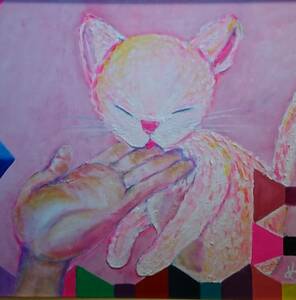 Art hand Auction ≪Komikyo≫, Mémi Sato, Chaton mignon, peinture à l'huile, F6 n° : 40, 9×31, 8 cm, Peinture à l'huile unique en son genre, Peinture à l'huile neuve de haute qualité avec cadre, Signé à la main et authenticité garantie, peinture, peinture à l'huile, Nature, Peinture de paysage