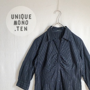 | blouse | Comme Ca Ism shirt stripe black Skipper old clothes lady's tops 