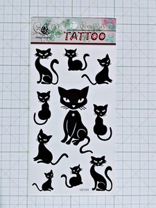 ◆ TATTOO シール タトゥー 刺青 入墨 猫 ねこ ネコ cat 黒猫 ◆