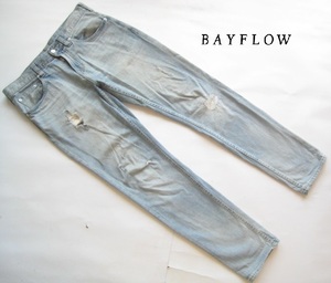 高級!!ベイフロー BAYFLOW*クラッシュ加工スキニーデニムジーンズ W30 実寸M 