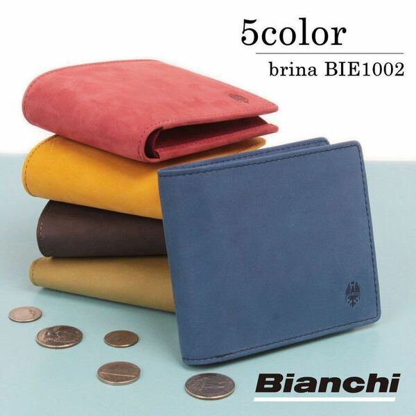 Bianchi ビアンキ メンズ 　ヌバック革二つ折り財布　 プレゼント 財布 ギフト BIE1002 キイロ