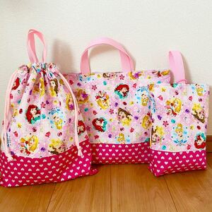 レッスンバッグ プリンセス 絵本袋 お着替え袋 体操服袋 シューズケース 上靴袋 体操着袋 巾着 ハンドメイド セット 上履き袋
