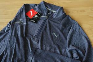 ☆☆PUMA Evoknit 1/4zip 【ネイビー L】 コブラ特注刺繍入り　エヴォニット1/4ジップ　吸水速乾　新品