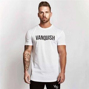 【XL-size】VANQUISH センターロゴ Tシャツ メッシュ ホワイト/スポーツ/GOLD/ウェア/カネキン/GYM/トレーニング/プロテイン/ダンベル/