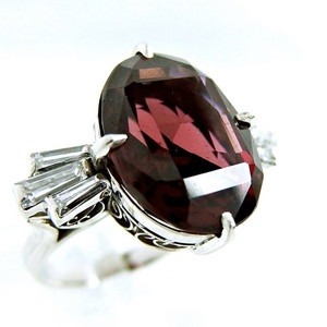 Pt900 ★ Ring Road Road Ride Garnet 10.65ct ◇ Diamond 0.59ct ● № 13 ◆ С сортировкой [Используется] /E8374