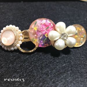 バレッタ　ヘアクリップ　花レジン/ハンドメイド