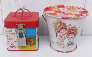  Showa Retro that time thing * retro savings box 2 point *Victoria Fancy bucket type *MIDORI JIM AND BILL key attaching *MADE IN JAPAN made in Japan * retro pop 