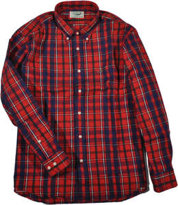 大きいサイズ クロコダイル ワークシャツ カジュアルシャツ ネルシャツ長袖　3Lサイズ　1赤紺格子柄　1001-85131