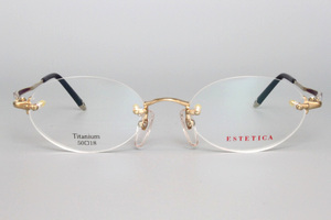 【新品・未使用】ESTETICA eyewear チタン ツーポイント E3506 COLOR.1 ゴールド 50□18 135 MADE IN JAPAN H-9