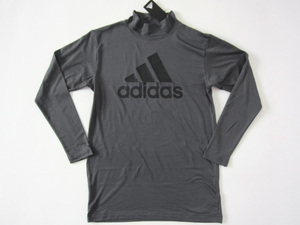 adidas 新品!速乾保温ハイネック ストレッチシャツ M チャコールグレー 送料無料