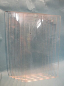 アクリルサンデ－エンビ板透明5t×180×320㎜ 6枚 未使用中古経年変化有衝撃・曲げに強・燃えにくい・耐水性に優れた フィルムはがし　 