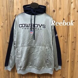 NFL◇Reebok リーボック/パーカー 裏起毛 トップス プルオーバー ロゴ刺繍 COWBOYS FOOTBALL ダラス カウボーイ USA古着 メンズXL オーバー