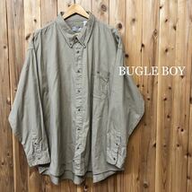 BUGLE BOY◇BBC 長袖シャツ ボタンダウンシャツ トップス 無地 ベージュ系 cotton100% アメカジ USA古着 メンズ3XLB 大きいサイズ_画像1