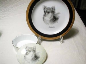  new goods DOG. plate & small bowl. 2 point set chihuahua 