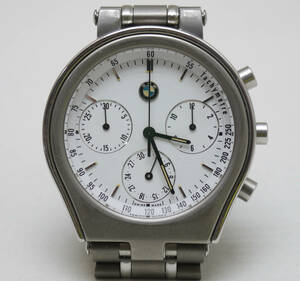  rare BMW wristwatch TACHYMETER Switzerland made quartz wristwatch chronograph with defect Junk 