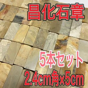 昌化石章 2.4cm角 高さ5cm 5本セット お任せ発送 まとめて 印材 篆刻 書道 文房四宝 青田石　寿山石　中国　新品未使用品