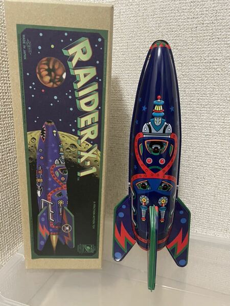 【即決・送料無料】 レトロ　RAIDER X-1 ブリキ製ロケット　フリクション走行 ★☆4