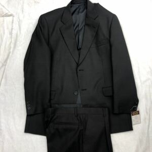  tag equipped unused basket woven 2B suit setup size AB7 center Benz one tuck wool . silk lustre cloth black color 