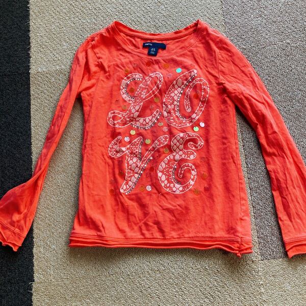 ロンT GAPKids ロゴLOVE スパンコール ラインストーン 長袖Tシャツ GAP 長袖カットソー