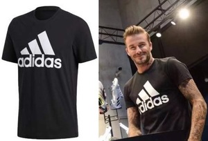 Mサイズ ★送料198円★ adidas Tシャツ ロゴプリント 半袖 シンプル ベッカム トレーニング ランニング 黒 新品 ビックロゴ CD864