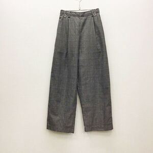 【ニ067】niko and… チェックワイドパンツ Mサイズ グレー ロング丈 タック入り 後ろウエストゴム ブランド古着 ニコアンド 送料無料