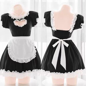超萌え可愛いメイドコスプレ ハートくり抜き メイド服 コスプレ衣装