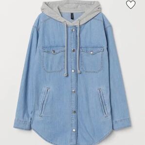 H&M☆スウェットフード付 オーバーサイズ デニムシャツ シャツジャケット デニム 韓国 ZARA