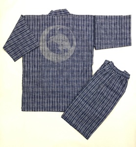 [ Edo ..]1 point thing made in Japan jinbei ... dyeing woven thing ... summer cotton 100%.. original pattern men's month . cat change .. blue M