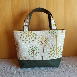 【ハンドメイド】 ミニトートバッグ お散歩バック 木柄