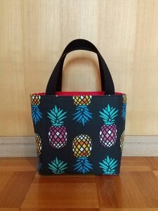 【ハンドメイド】トートバッグ お散歩バッグ パイナップル ミニトート ハワイ