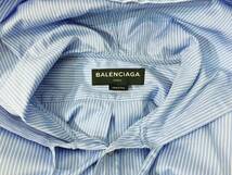 美品BALENCIAGA オーバーサイズシャツパーカー 39 名品 フーディ ブルーストライプ_画像3