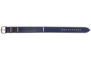 **20mm clock belt BCA035D1S Bambi leather car f white stitch NATO type navy new goods unused [ cat pohs postage 180 jpy ]**
