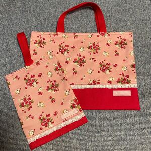 レッスンバッグ ハンドメイド トートバッグ 上靴入れ 花柄 絵本バッグ