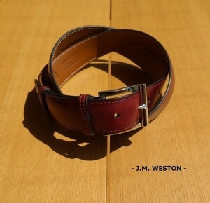 MN-0653-005 J M waist nJ.M.WESTON leather belt 90 wonderful bordeaux series color 