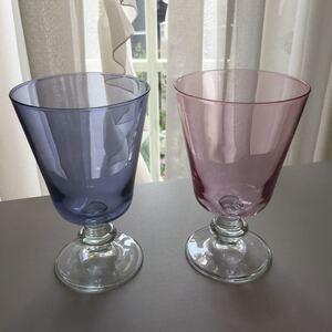 ザラホーム グラス 2客セット バーブルブルー色とピンク色 ZARA HOME