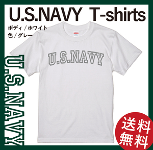 U.S.NAVY　スタンダードTシャツ　XLサイズ　ホワイト×グレー