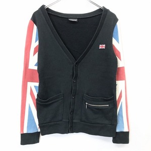 CHUBBYGANG Chubbygang S Kids child sweat cardigan cut and sewn reverse side wool sleeve . Union Jack long sleeve cotton 100% black black 