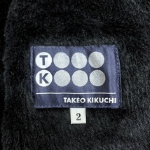 TK TAKEO KIKUCHI ティーケー 2 メンズ ジップアップ ジャケット ブルゾン ボア裏地 袖に中綿 無地 長袖 ポリ100%(パイルはアクリル) 黒_画像3
