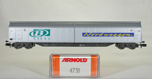 ARNOLD #4731 SNCB( Belgium railroad ) Habis8 type height capacity have cover . car SNCB Cargo | Nordwaggons silver 