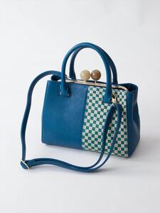 ふりふ 市松ボストンバッグ ショルダーバッグ 2way