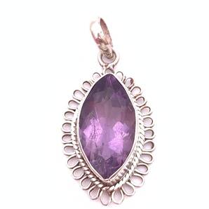 天然石アメジスト(紫水晶)silver925トップ-015